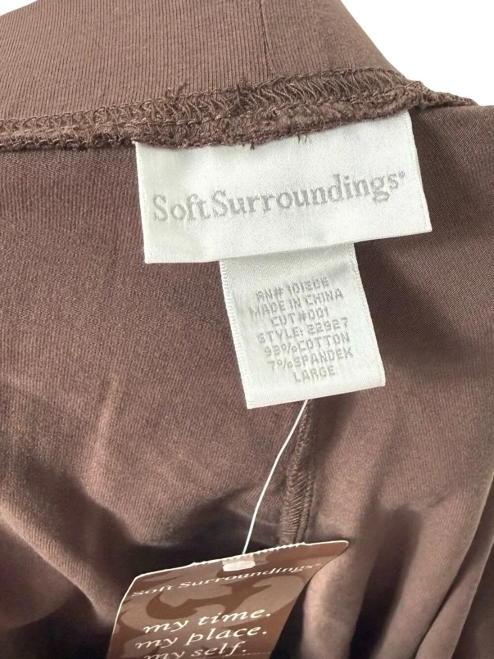 Soft Surroundings Pull On Pants Womens Large Brown Capri Elastic Stretch High